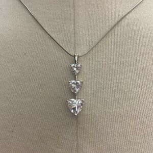 Epiphany QVC Diamonique Heart Pendant Necklace Platinum Clad 925 Sterling 17.5”